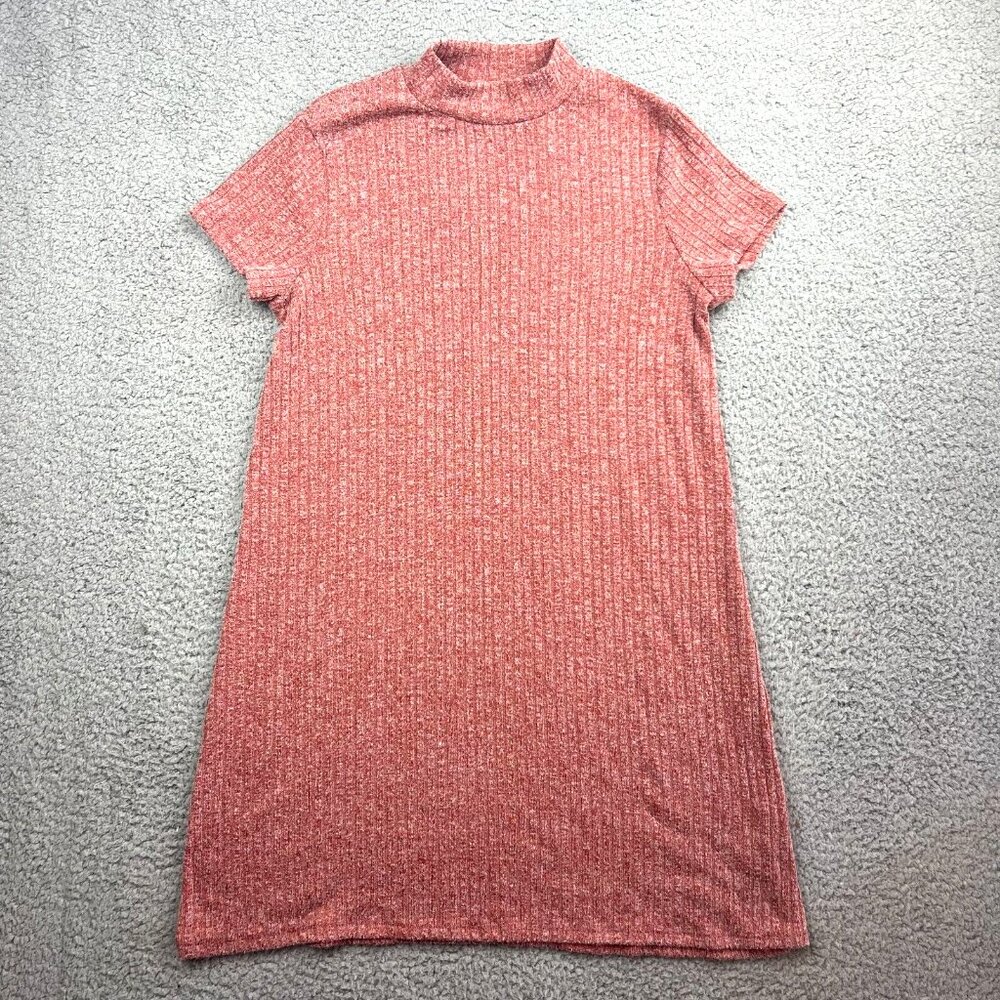 Altard State Mock Neck Ribbed Short Sleeve Dress Womens Size Medium Red